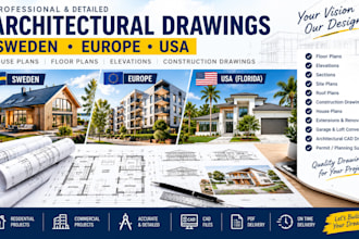 design architectural drawings for sweden europe and USA