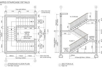 create 2d, 3d staircase, u shape, l shape, spiral stair design with rendering