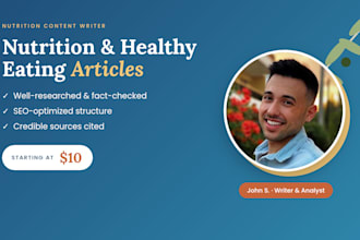 write well researched nutrition and healthy eating blog articles