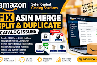 fix amazon duplicate asin listing merge split duplicate catalog errors