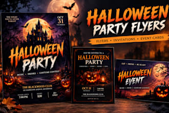 design spooky halloween flyers, party invitations and event cards party flyer
