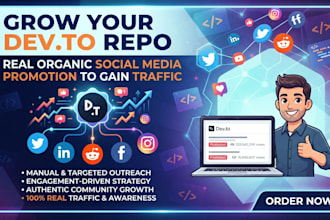 grow your devto followers with real organic social media promo to gain traffic