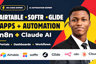 build airtable, softr webapp and glide apps automated with n8n and claude ai