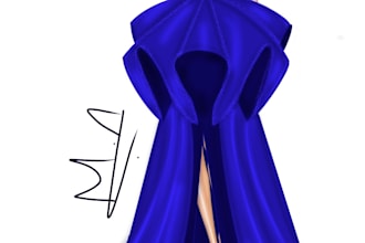 design luxury royal blue dress with peplum and create tech pack