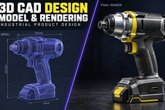 do 3d cad design, 3d cad model and rendering, industrial 3d cad product design