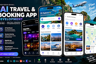 develop ai travel app, ai trip planning app, nightlife app, vacation booking app