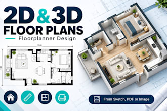 create 2d and 3d floor plans using floorplanner from sketch, pdf or image