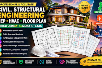 civil, structural engineering mep hvac floor plan in new jersey, arizona, te tx