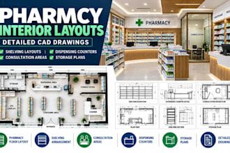 design pharmacy interior layouts detailed cad drawings