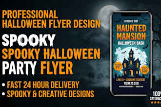 design a spooky halloween party flyer in 24 hours