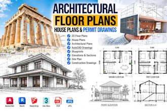 create architectural floor plans, house plans, blueprints and permit drawings