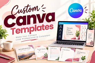 design editable canva templates, workbooks and social media templates