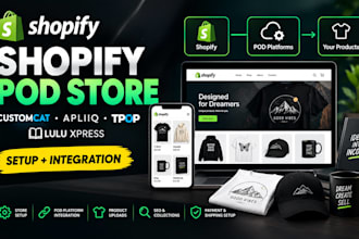 setup customcat apliiq shopify pod store t pop lulu xpress print on demand store
