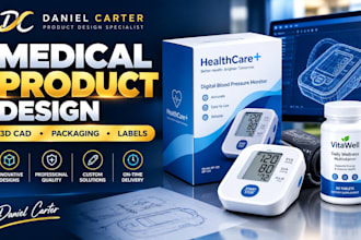 design medical products, packaging, labels and 3d cad models