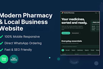 design a modern responsive website for pharmacy with whatsapp