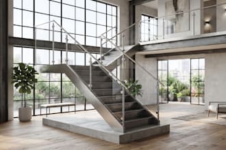do 3d realistic staircase design, 3d steel stairs, 3d stair model, 3d rendering