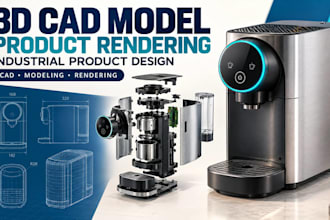 3d cad model, 3d cad design, 3d product rendering and industrial product design
