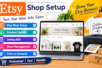 etsy shop setup product upload listing SEO store management print on demand