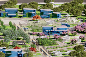 neighborhood park, playground site development plan,  recreational park 3d model
