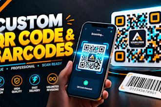 design custom qr code and barcode with logo