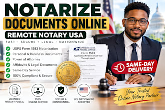 notarize documents online, remote notary USA, usps form 1583 same day