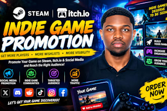 market and promote itch io game on social media, steam and indie game promotion