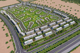 design 3d large scale residential community masterplan real estate aerial render