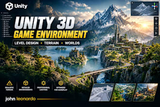 create low poly 3d game environment and assets for unity