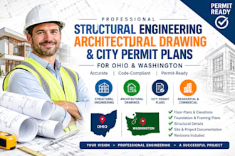 structural engineering, architectural drawing, city permit in ohio, washington