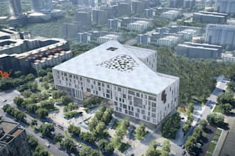 visualize warehouse layout,3d factory building, multipurpose commercial building