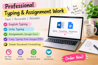 do accurate english typing and assignment formatting