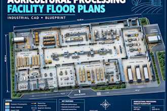 design agricultural processing plant floor plans, industrial cad blueprint