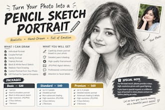 draw a realistic pencil sketch portrait from your photo