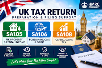 prepare uk property rental sa105 foreign income sa106 and cgt sa108