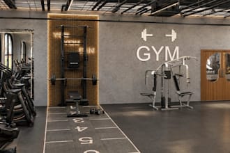 renovate existing gym interior,equipment layout, fitness studio design optimized