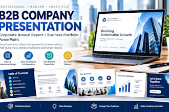 b2b company presentation corporate annual report business portifolio powerpoint