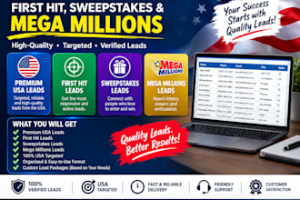 provide premium USA leads, first hit, sweeps leads, mega millions