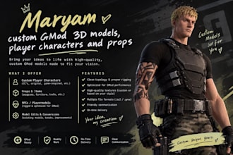 create custom gmod 3d models, player characters and props