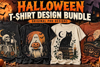 provide a halloween t shirt design bundle