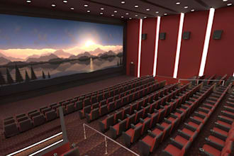 design 3d cinema, movie theater, auditorium, multiplex, and entertainment center