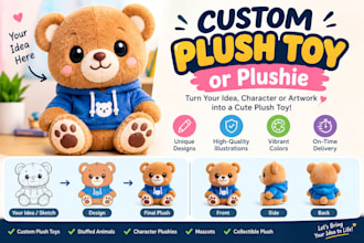 design a custom plush toy or plushie