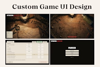 design game UI, hud, and menus for PC and mobile