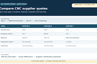 review cnc machining rfqs and compare supplier quotations