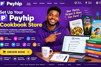 setup payhip cookbook store fiction children ebook recipe author sales shop
