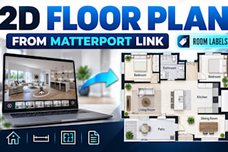 create professional 2d floor plans from matterport links with room labels