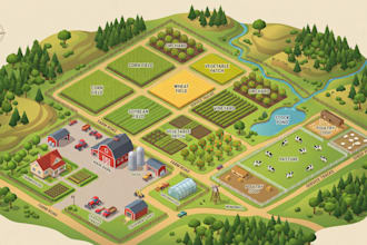 design custom 2d, 3d isometric farm map, vineyard map, orchard map, ranch map