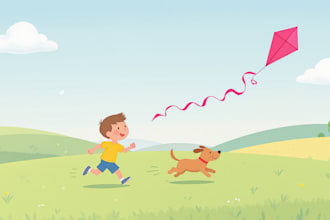 draw watercolor children story book illustration and cover