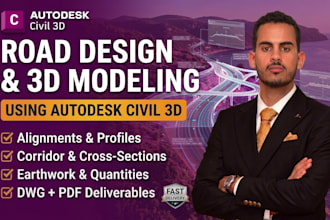 do professional road design and 3d modeling using civil 3d