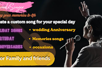 sing birthday, wedding anniversary, holiday, female singer for your custom song
