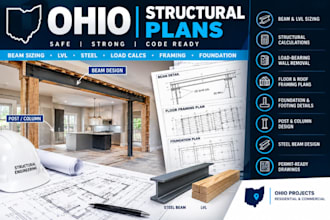 design ohio structural plans, beam sizing, load calculations and framing